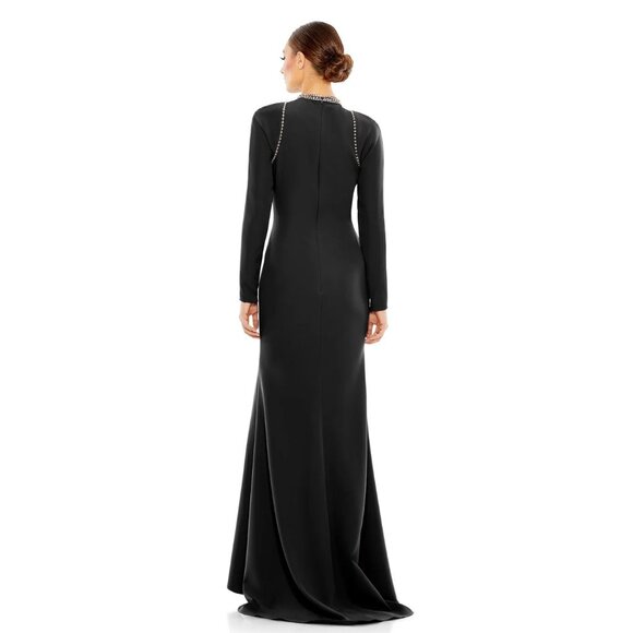 NWT Mac Duggal Raglan Long Sleeve High Neck Gown Black 14 #9864 - Picture 4 of 8